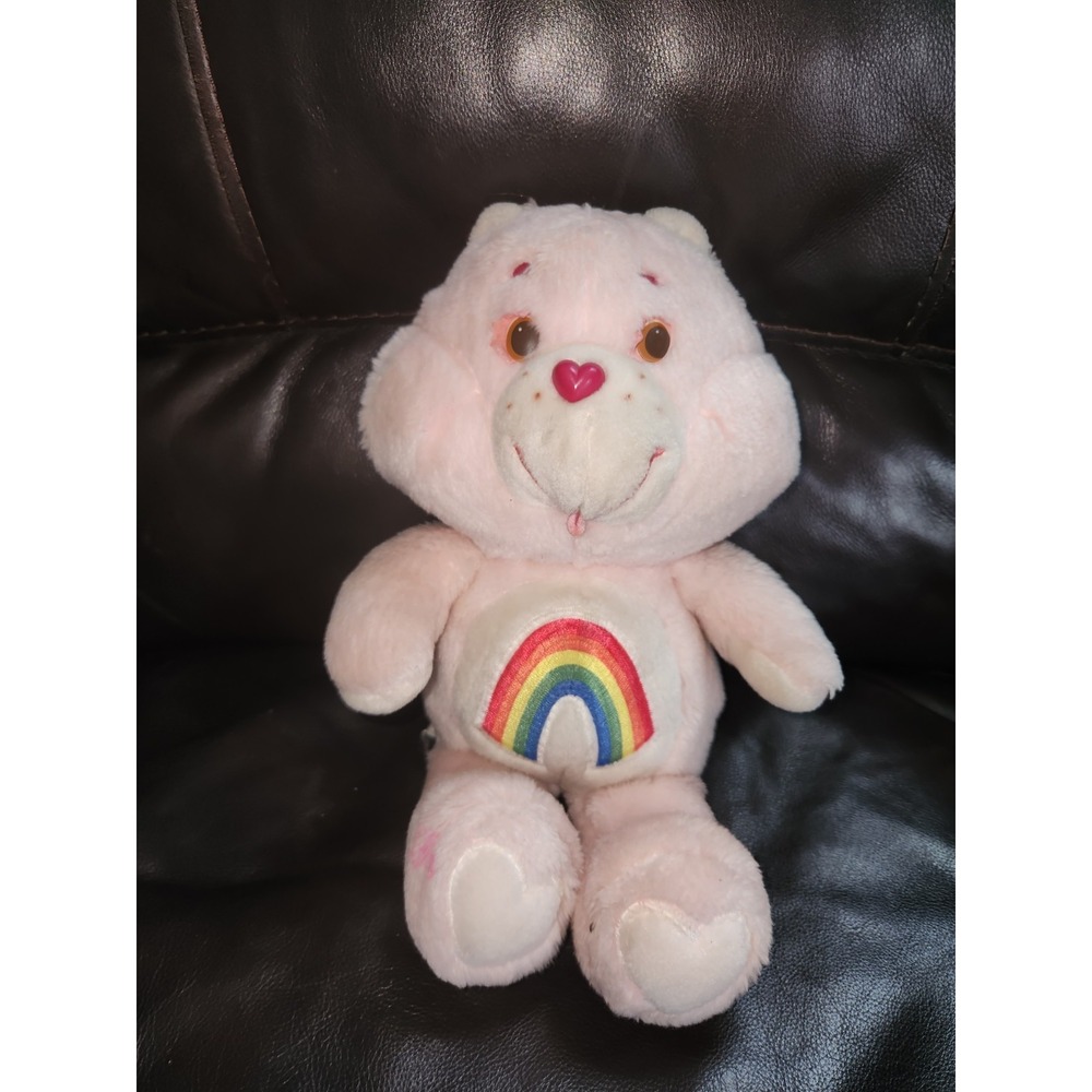 Vintage KENNER 1983 Pink CHEER BEAR 13" Plush Stuffed Care Bear Rainbow